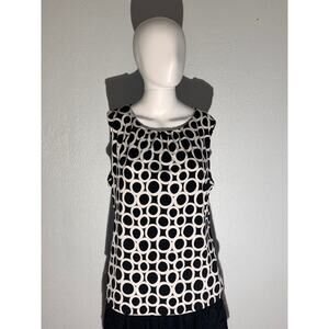 Calvin Klein Black White Circle Print Sleeveless Top Women’s Size M Blouse